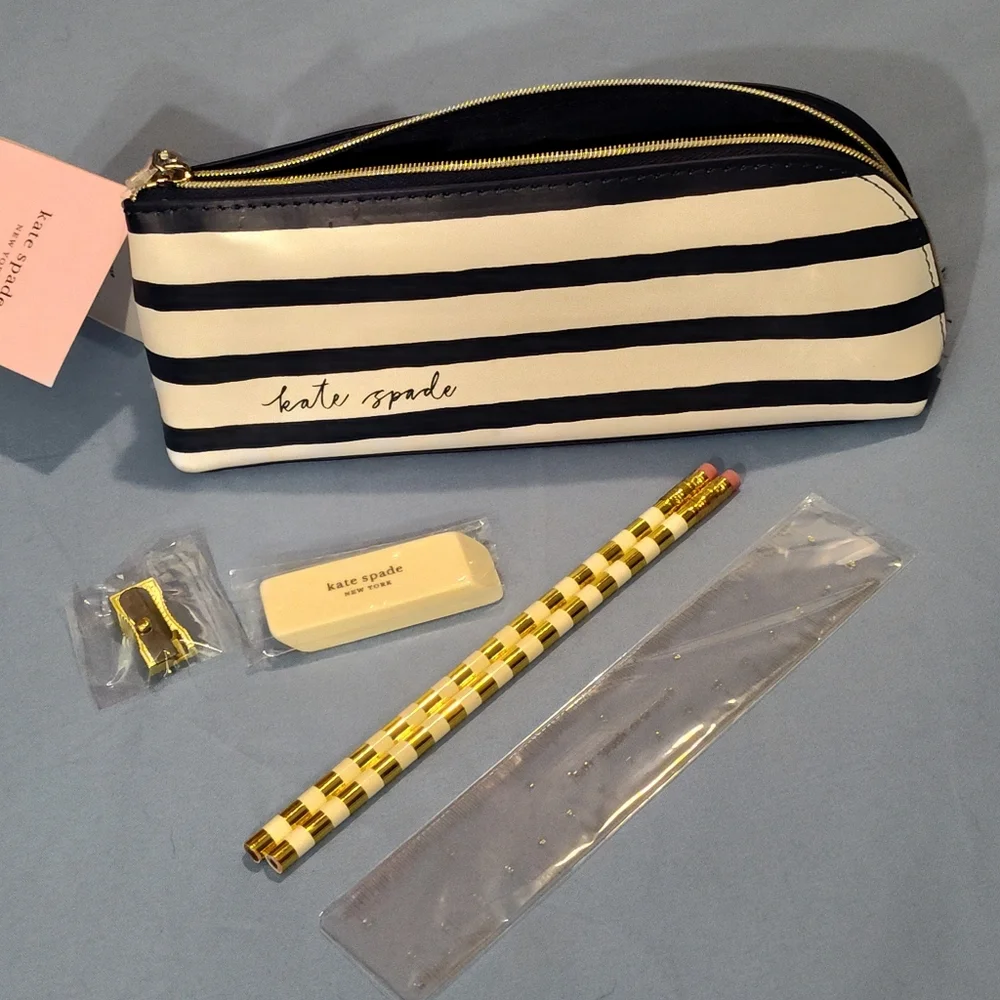 NWT! KATE SPADE Pencil Case With Supplies